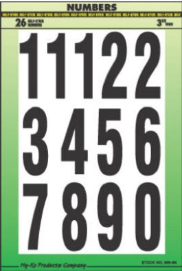DECAL NUMBER SET 3"  (26)