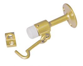 DOOR STOP WALL MOUNT W/HOOK