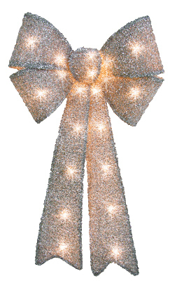 CHRISTMAS SIVER TINSEL BOW