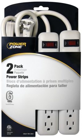 2PK MULTI 6 OUTLET STRIP 3'