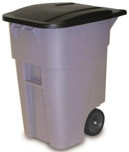 RUBB 50GAL/W-LID & WHEELS GRAY